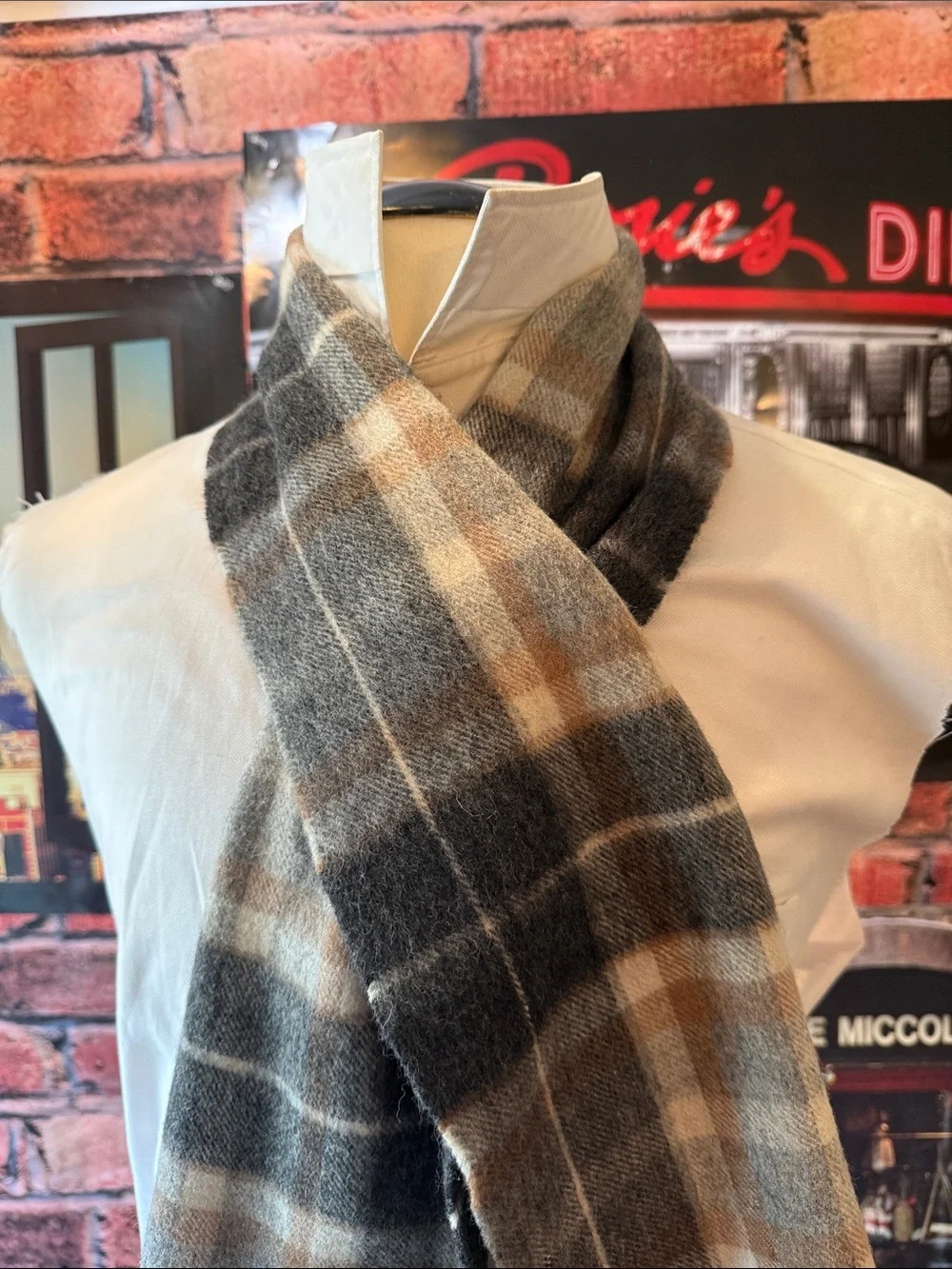 Joseph & Feiss Plaid Scarf in Gray, Cream, and Brown